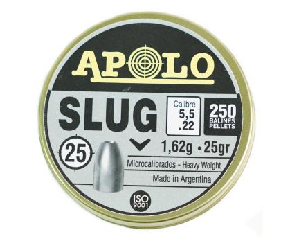 Пули полнотелые Apolo Slug 5,5 мм, 1,62 г (250 штук)