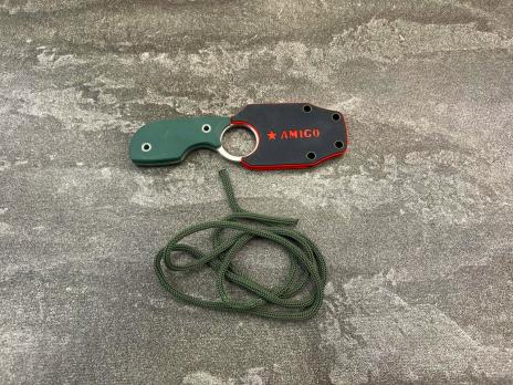 Шейный нож Kizlyar Supreme Amigo X (D2, Сатин, зеленый, G10)