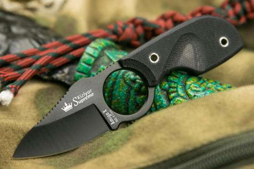 Шейный нож Kizlyar Supreme Amigo X Black Titanium (AUS-8, Титан, чёрная рукоять)