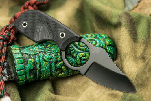 Шейный нож Kizlyar Supreme Amigo X Black Titanium (AUS-8, Титан, чёрная рукоять)